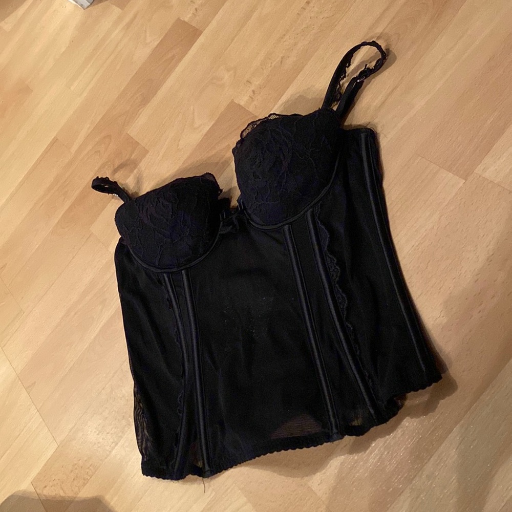 Corset tank top mesh and lace